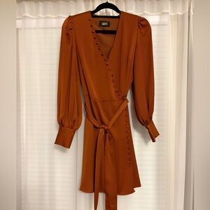 Alexia Admor Burnt Orange Long Sleeve Wrap Dress